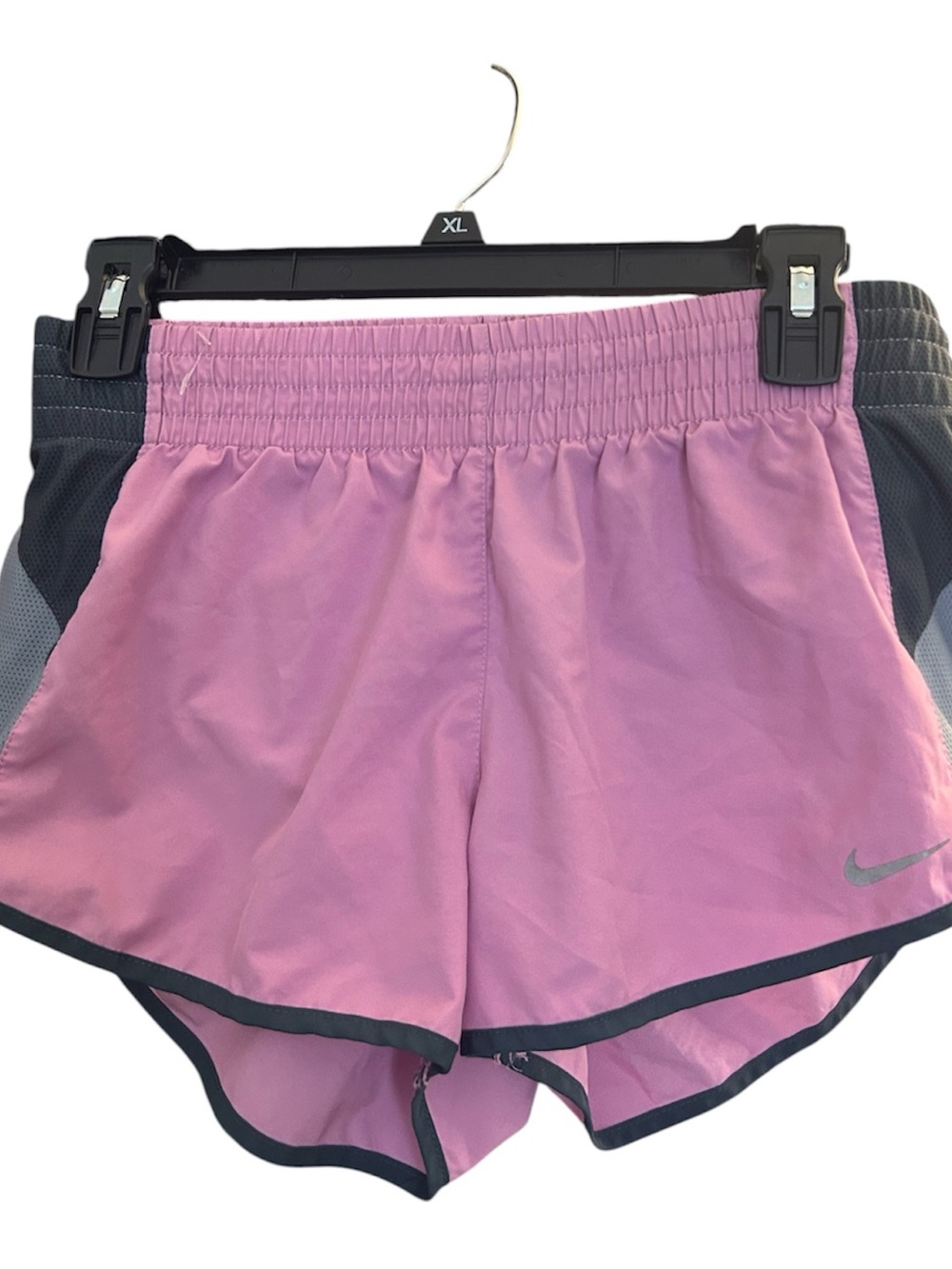 Nike Women's Pink Athletic Running Shorts with Gray Trim w Drawcords